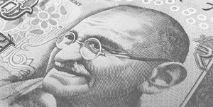 Indian Rupee Currency Note with Image of Mahatma Gandhi