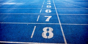 Numbered racing track lanes used in athletics