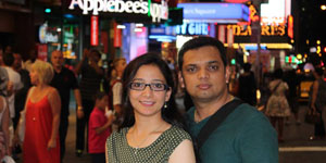 Photograph of Manoj and Sweta at Times Square